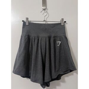 Gymshark Womens Grey Running Shorts High Waist Layered Athletic Gym Small
